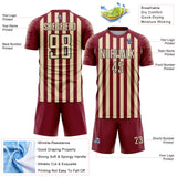 Custom Crimson Cream-Black Stripe Sports Sublimation Soccer Uniform Jersey