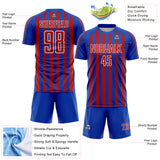 Custom Thunder Blue Red-White Stripe Sports Sublimation Soccer Uniform Jersey
