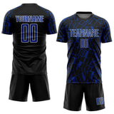 Custom Black Royal-White Abstract Line Sports Sublimation Soccer Uniform Jersey