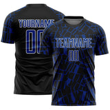 Custom Black Royal-White Abstract Line Sports Sublimation Soccer Uniform Jersey