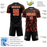 Custom Black Orange-White Abstract Line Sports Sublimation Soccer Uniform Jersey