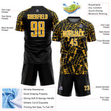 Custom Black Gold-White Abstract Line Sports Sublimation Soccer Uniform Jersey