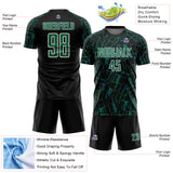 Custom Black Kelly Green-White Abstract Line Sports Sublimation Soccer Uniform Jersey