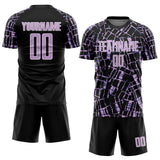 Custom Black Light Purple-White Abstract Line Sports Sublimation Soccer Uniform Jersey