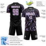 Custom Black Light Purple-White Abstract Line Sports Sublimation Soccer Uniform Jersey