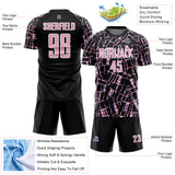 Custom Black Light Pink-White Abstract Line Sports Sublimation Soccer Uniform Jersey