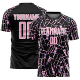 Custom Black Light Pink-White Abstract Line Sports Sublimation Soccer Uniform Jersey