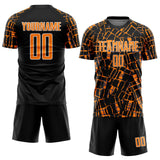 Custom Black Bay Orange-White Abstract Line Sports Sublimation Soccer Uniform Jersey