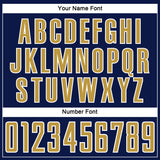 Custom Navy Old Gold-White Abstract Line Sports Sublimation Soccer Uniform Jersey
