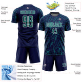 Custom Navy Teal-White Abstract Line Sports Sublimation Soccer Uniform Jersey
