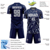 Custom Navy Gray-White Abstract Line Sports Sublimation Soccer Uniform Jersey