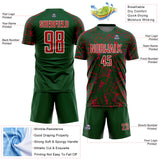 Custom Green Red-White Abstract Line Sports Sublimation Soccer Uniform Jersey