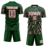 Custom Green Medium Pink-White Abstract Line Sports Sublimation Soccer Uniform Jersey