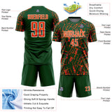 Custom Green Orange-White Abstract Line Sports Sublimation Soccer Uniform Jersey