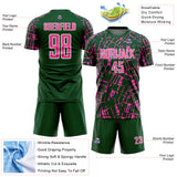 Custom Green Pink-White Abstract Line Sports Sublimation Soccer Uniform Jersey