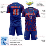 Custom Royal Red-White Abstract Line Sports Sublimation Soccer Uniform Jersey