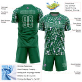 Custom Kelly Green White Abstract Line Sports Sublimation Soccer Uniform Jersey
