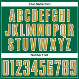 Custom Kelly Green Old Gold-White Abstract Line Sports Sublimation Soccer Uniform Jersey
