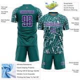Custom Teal Purple-White Abstract Line Sports Sublimation Soccer Uniform Jersey