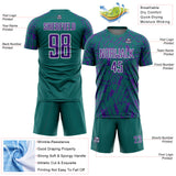 Custom Teal Purple-White Abstract Line Sports Sublimation Soccer Uniform Jersey