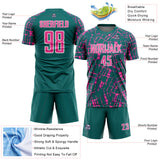 Custom Teal Pink-White Abstract Line Sports Sublimation Soccer Uniform Jersey