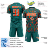 Custom Teal Orange-White Abstract Line Sports Sublimation Soccer Uniform Jersey
