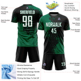 Custom Black White-Kelly Green Abstract Brush Stroke Sports Sublimation Soccer Uniform Jersey