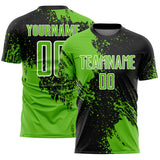 Custom Black Aurora Green-White Abstract Brush Stroke Sports Sublimation Soccer Uniform Jersey