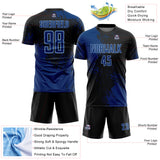 Custom Black US Navy Blue-Light Blue Abstract Brush Stroke Sports Sublimation Soccer Uniform Jersey
