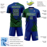 Custom Royal Green-White Abstract Brush Stroke Sports Sublimation Soccer Uniform Jersey