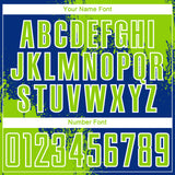 Custom Royal Neon Green-White Abstract Brush Stroke Sports Sublimation Soccer Uniform Jersey