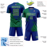Custom Royal Kelly Green-Cream Abstract Brush Stroke Sports Sublimation Soccer Uniform Jersey