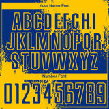 Custom Royal Yellow Abstract Brush Stroke Sports Sublimation Soccer Uniform Jersey