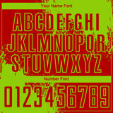 Custom Red Neon Green Abstract Brush Stroke Sports Sublimation Soccer Uniform Jersey