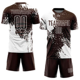 Custom Brown White Abstract Brush Stroke Sports Sublimation Soccer Uniform Jersey