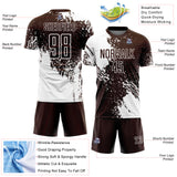Custom Brown White Abstract Brush Stroke Sports Sublimation Soccer Uniform Jersey