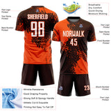 Custom Brown White-Orange Abstract Brush Stroke Sports Sublimation Soccer Uniform Jersey