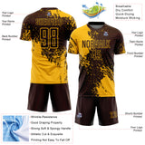 Custom Brown Gold Abstract Brush Stroke Sports Sublimation Soccer Uniform Jersey