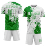 Custom White Grass Green Abstract Brush Stroke Sports Sublimation Soccer Uniform Jersey