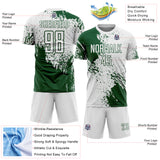 Custom White Green Abstract Brush Stroke Sports Sublimation Soccer Uniform Jersey