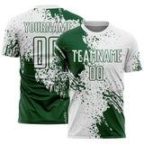 Custom White Green Abstract Brush Stroke Sports Sublimation Soccer Uniform Jersey