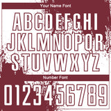 Custom White Burgundy Abstract Brush Stroke Sports Sublimation Soccer Uniform Jersey