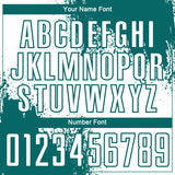 Custom White Teal Abstract Brush Stroke Sports Sublimation Soccer Uniform Jersey