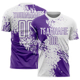 Custom White Purple Abstract Brush Stroke Sports Sublimation Soccer Uniform Jersey