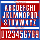 Custom Thunder Blue White-Red Abstract Brush Stroke Sports Sublimation Soccer Uniform Jersey