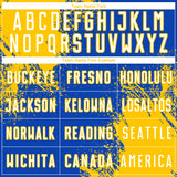 Custom Thunder Blue White-Yellow Abstract Brush Stroke Sports Sublimation Soccer Uniform Jersey