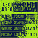 Custom Navy Neon Green Abstract Brush Stroke Sports Sublimation Soccer Uniform Jersey