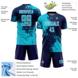 Custom Navy Lakes Blue-White Abstract Brush Stroke Sports Sublimation Soccer Uniform Jersey