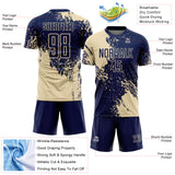 Custom Navy Cream Abstract Brush Stroke Sports Sublimation Soccer Uniform Jersey