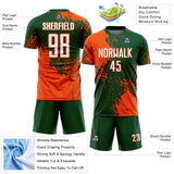 Custom Green White-Orange Abstract Brush Stroke Sports Sublimation Soccer Uniform Jersey